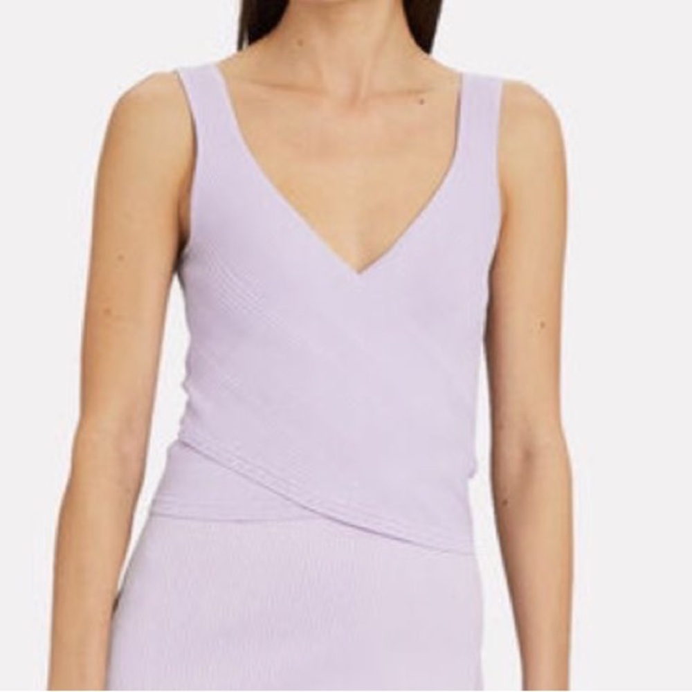 JONATHAN SIMKHAI Jada Crossover Rib Knit Top Size M NWT